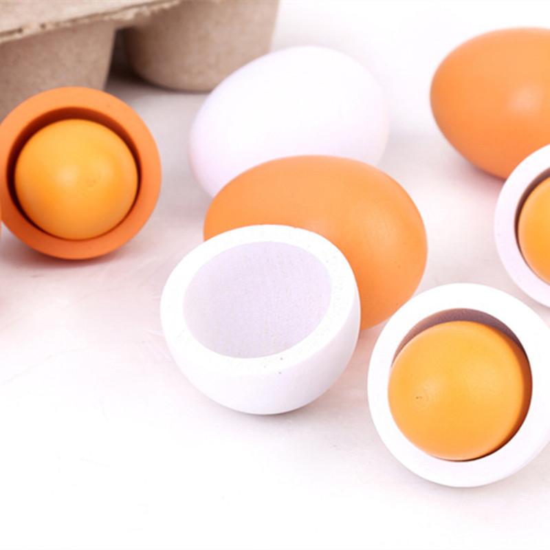 Kids Toys Play Egg - 6 шт., кухонный деревянный набор искусственных